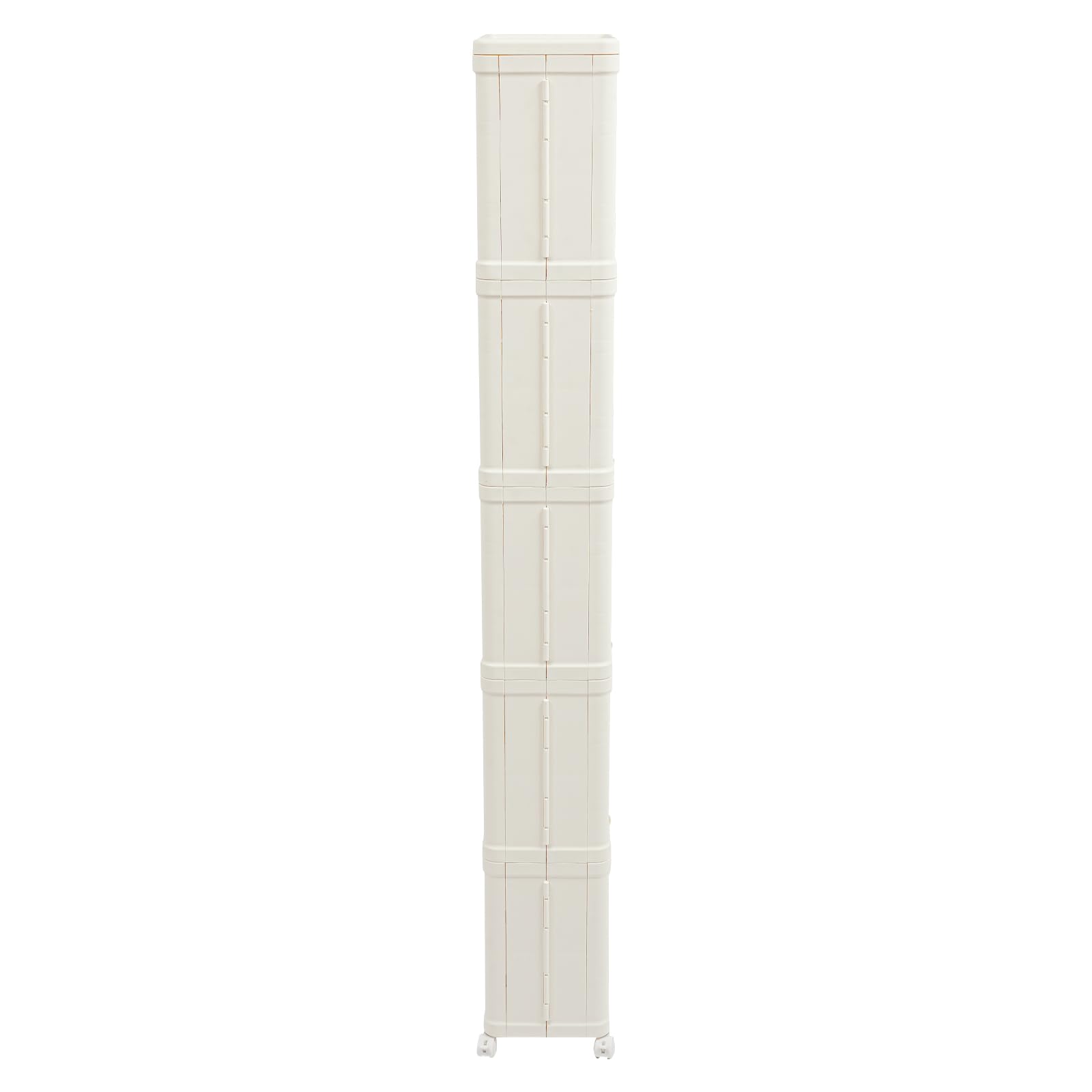 Armoire de niche étroite à 5 compartiments avec compartiments et roulettes, en plastique, peu encombrante, empilable, pour petites salles de bains, 21 x 34 x 157 cm