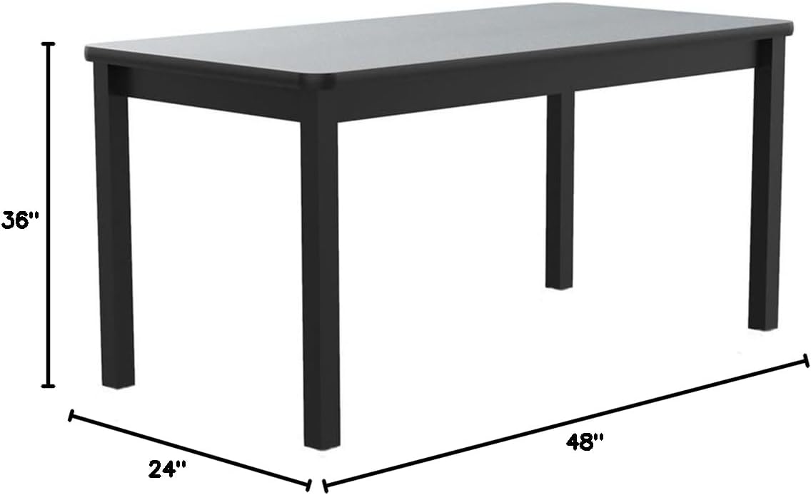 Pemberly Row High-Pressure Lab Table, 36" H x 24" W x 48" D, Black Granite Finish, Steel Legs, Durable Laminate Work Surface, Scratch and Chemical Resistant, Comfortable Standing or Seated Height
