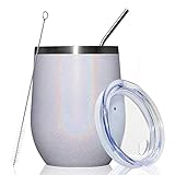 MEWAY Vaso de vino sin tallo de 12 onzas con tapa, 1