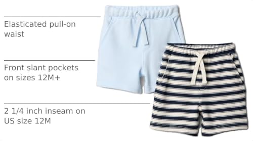 Image of Amazon Essentials x Sofia Grainge Toddler and Baby Boys' Elasticated Pull On Knit Shorts, Cotton Blend, Breathable, Pack of 2
