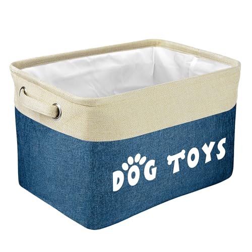 PET ARTIST Dog Toy Basket, Large Collapsible, Navy Blue, M: 15"x11"x9"