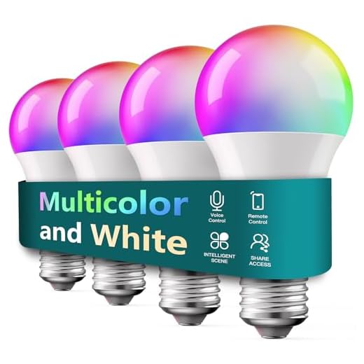TREATLIFE Smart Light Bulbs 4 Pack, UL Certified 2.4GHz Color Changing Light Bulb, Works with Alexa Google Home, A19 E26 Dimmable LED Light Bulb 9W 800 Lumen for Party Decoration, Smart Home Lighting