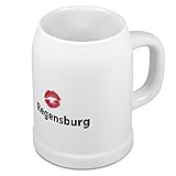digital print Bierkrug mit Stadtnamen Regensburg - Design Kussmund - Städte-Tasse, Becher, Maßkrug