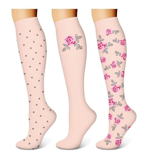 WITHYOU 3 Pairs Compression Socks for Women & Men 15-20 mmHg,Best Support for Nurses Running Hiking