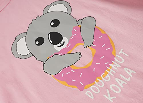 Big Girls' Summer Short Sleeve Nightgown Cute Donut Koala Candy Sloth Patterns Sleepshirt 2PCS Nighty Sleep Dress, 2pcsKoala-Sloth, 12(US 8-11 Years)3