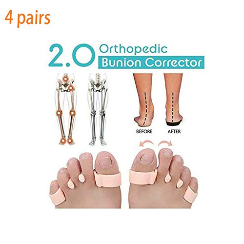 4 Pairs Orthopedic Bunion Corrector 2.0, Silicone Gel Toe Stretcher Prevent Hammer Toe, Big Toe Joint for Men Women (4 Pairs)
