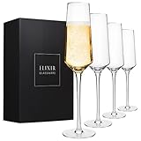 Elixir Glassware Kristall Champagnergläser 236 ml I Champagnerkelche 4 Set | Prosecco-Gläser I Schaumweingläser 4 Stück spülmaschinenfest I Edle Kristallgläser wie mundgeblasen