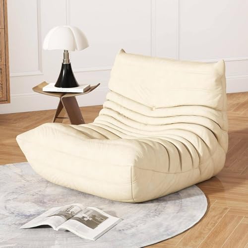 XUXIAO Sillón de Suelo con Respaldo, sillón de Chimenea, sillón puf de Esquina, cómodo sofá de Suelo para Sala de Estar, Dormitorio, Sala de Estar, Oficina White