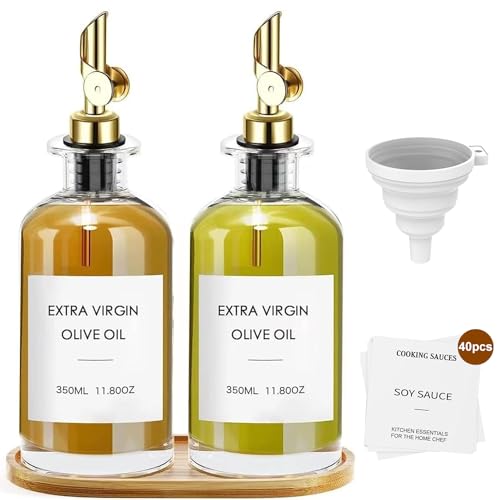 La Mejor Recopilación de Aceitera de cocina de esta semana. 48 2 Pcs Botellas Dispensador de Aceite de Oliva Vidrio, recipiente para aceite de cocina juego de 46 Piezas, dispensador de jarabe de café, aceitera con embudos, etiquetas y...