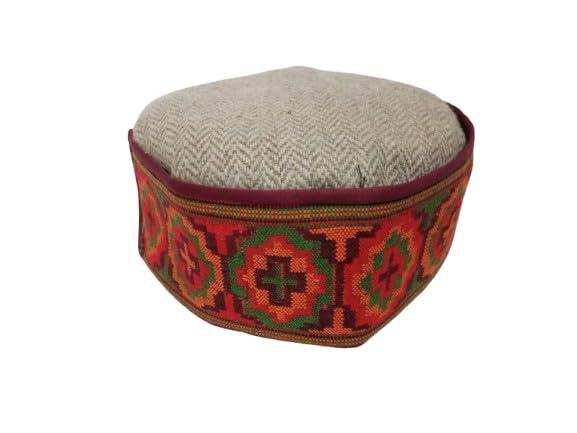 New Himachal Cap 3.5" Border Design Multi Color Pahari Topi Handcrafted Traditional-picture-35