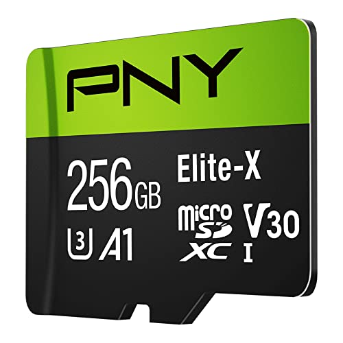 Image of PNY 256GB Elite-X Class 10 U3 V30 microSDXC Flash Memory Card - 100MB /s, Class 10, U3, V30, A1, 4K UHD, Full HD, UHS-I, Micro SD