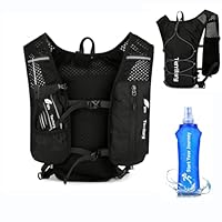 Laufweste mit 500ml Wasserflasche für Damen und Herren, Verstellbare Brustgurte Trinkrucksack Weste, Ultraleicht Reflektierender Laufweste Hydration Pack für Laufen, Radfahren, Trails, Marathons