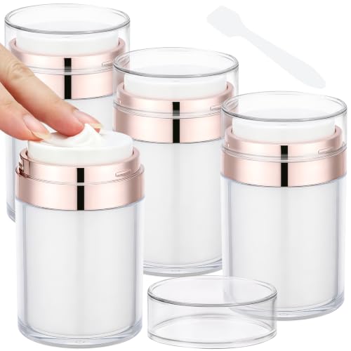 Image of Segbeauty 3.4oz 4pcs Airless Pump Jar Refillable, Rose Gold Vacuum Bottles | 100ml Empty Plastic Containers Jars for Creams, Travel Size Lotion Dispenser Bottles for Essential Oils Moisturizer Makeup