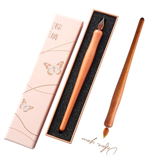 tramol Wooden Handmade Glass Dip Pen Glass Calligraphy Pen for Writing Painting Signing Calligraphy