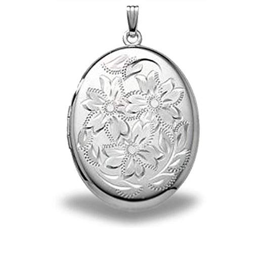 PicturesOnGold.com Extra Large Sterling Silver Oval Locket 1-1/4 Inch X 1-1/2 Inch