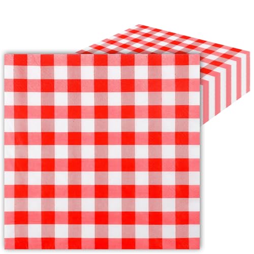 LOCCY Lot de 40 Serviette Papier, 33x33cm Serviette Papier Fleur Serviettes Papier Vichy Serviettes de Jetables Décoration de Table pour Mariages, Communions,...