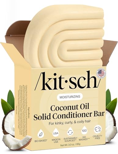 Image of Kitsch Coconut Oil Conditioner Bar Soap for Hair Care - Made in USA, 3 oz | Hair Conditioner For Women and Men - Moisturizing, Hydrate & Soften Damaged Dry Hair - Paraben, Silicone, & Sulfate Free