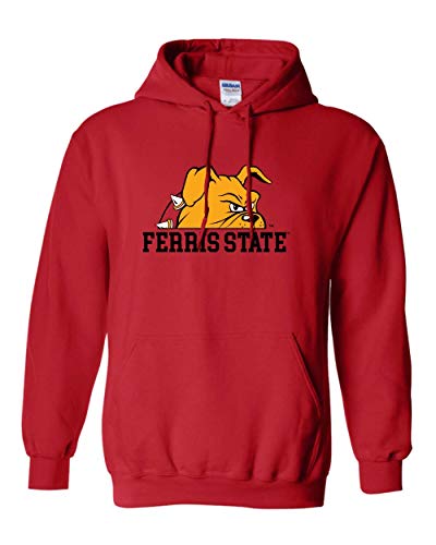 CreateMyTee Ferris State Bulldog Half Head Two Color Unisex Hooded Sweatshirt (Red, Small) - Ferris Bulldogs Apparel