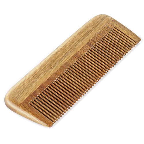 Onedor Handmade 100% Natural Green Sandalwood Wooden Comb For Men Hair, Beard, And Mustache Styling Pocket Comb With Leather Case (Short) #TOP6