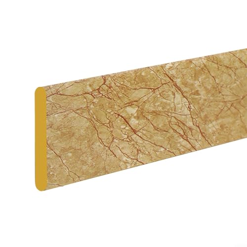 3D Wall Skirting Strip, Self- Foam Cotton Baseboard Trim, Flexible Anti-Collision Wall Protector, Decorative Skirting Waist Line, 2 m × 8 cm × mm(Gold)