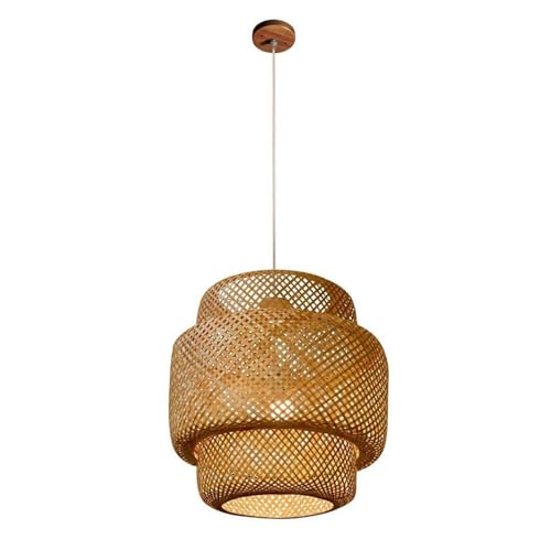Suspension rotin naturel abat-jour tressé idéal îlot de cuisine et salon