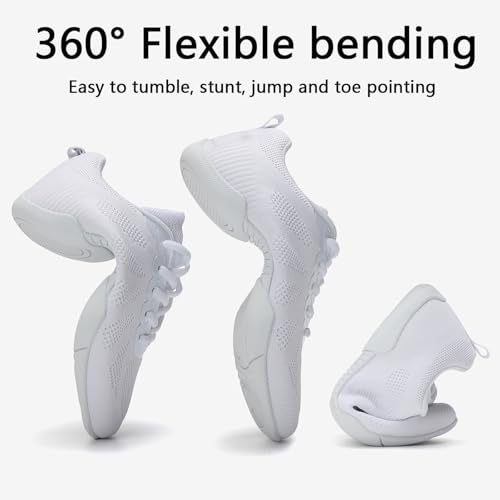 Kvwqoty Chaussures de Cheerleading Danse Blanches Cheer Girl Femme Fille 40 – vue 3