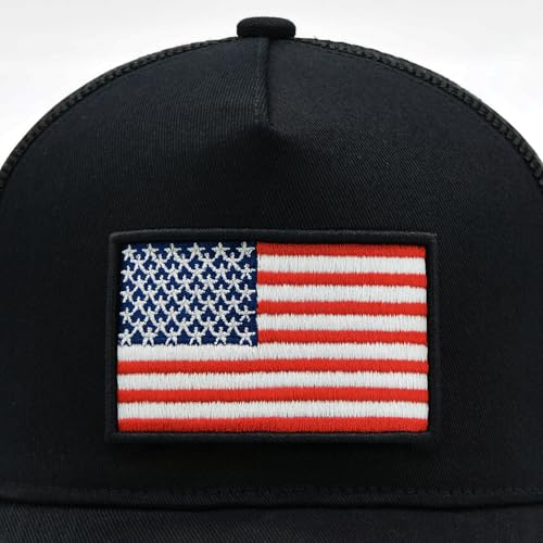 Image of American Flag Trucker Hat for Men Women, Adjustable Snapback Mesh USA Flag Baseball Cap