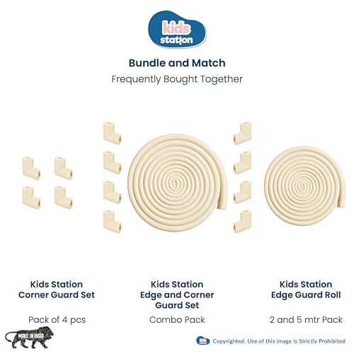 Image of Kids Station Baby Proofing Edge Protector for Kids Safety, Made in India Rubber Edge for Sharp Furniture Edges and Corners, A Baby Safety Product (Edge Guards, 5mtr, U- Shape, Beige)