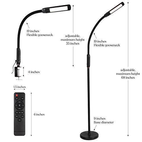 Brightech Vista 3-In-1 Desk Lamp For Living Rooms, Led Floor Lamp, Tall Lamp With Remote Control, Work Light For Documents, Standing Lamp With Flexible & Adjustable Gooseneck For Reading And Crafts #TOP1