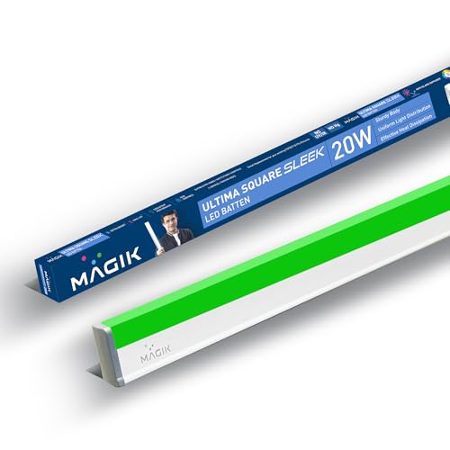 Image of MAGIK Ultima Square Sleek 20W (Green) LED Batten | T5 Tube Light | High Brightness Accent Light | Energy Efficient | Polycarbonate Body | Ideal for Home & Decorative Use | Pack of 1