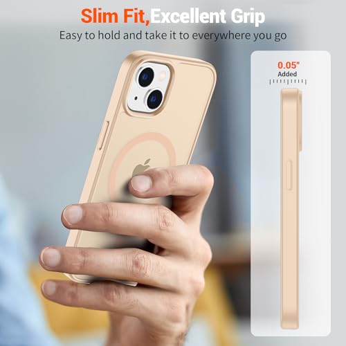 Image of SUPFINE Magnetic for iPhone 15 Plus Case & iPhone 14 Plus Case(Compatible with MagSafe)(Military Grade Drop Protection) Slim Translucent Shockproof Phone Case,Sand Pink