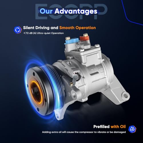 Image of ECCPP AC Compressor for Chrysler Grand Voyager Town Country 3.3L 1996-2000 | for Dodge Grand Caravan for Plymouth Grand Voyager 3.3L 1996-2000 Fast Cooling AC Compressor with Clutch