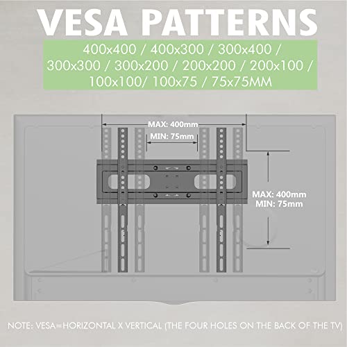 TV Wandhalterung für 32-65 Zoll Bildschirme VESA 75x75 bis 400x400mm Schwenkbare Neigbare und Ausfahren für LED, OLED, Flach & Curved Wandhalter Fernsehers - Max Last 55 kg – Bild 7