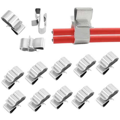 50 Pièces Clips pour Câble Photovoltaïque, Clips de Fil Métallique Remorque, Acier inoxydable 304 Cadre de Câble Pince en Acier, 4 Mètres Carrés avec 2 Lignes, Convient pour L'assemblage de Câbles