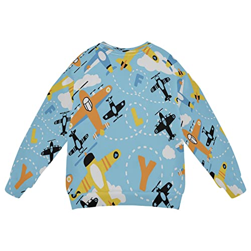 Cartoon Airplane Blue Boy Girl Sweatshirt Toddler Crewneck Pullover Sweater Long Sleeve Fall Winter Clothes2
