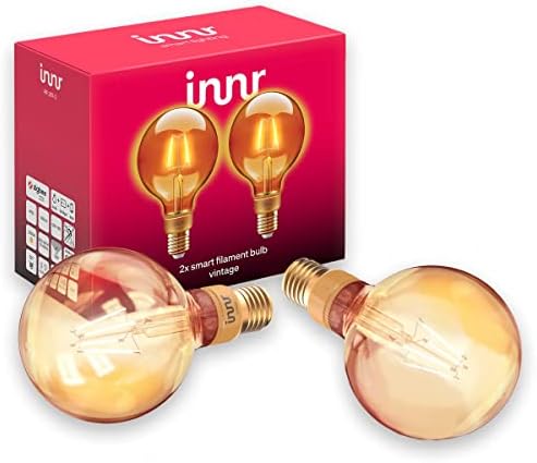 Innr Smart Filament LED Bulb Globe E27 Vintage, 2200K, Works with Philips Hue* / Alexa/Google (Hub Required) G95, 2-Pack, RF 261-2