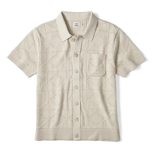 Huckberry Flint and Tinder Textured Button-Up Sweater Polo, Mens Shirt