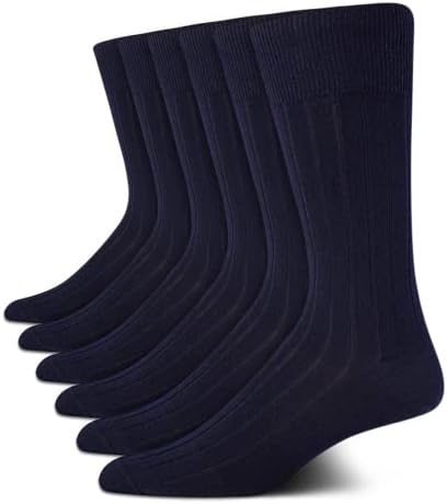 Calvin Klein Men's 6 Pack Mixed Pattern Dress Socks, Size Shoe Size: 6-12.5, True Navy