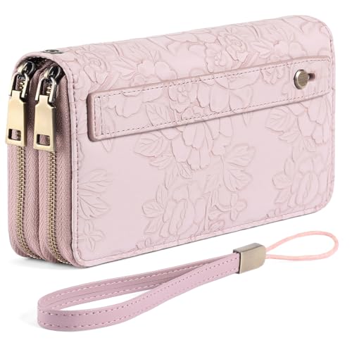 Image of GAEKEAO RFID Leather Wristlet Wallet for Women with Grip Strap
