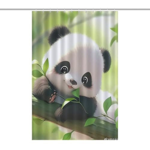 Rideau de douche panda en polyester imperméable pour retrouver une salle de bain sèche