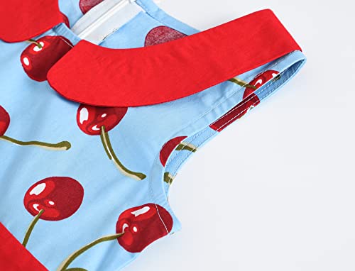 Sleeveless Doll Collar Kids Party Swing A-Line Girls Dress Cherry Flower Casual Peter Pan Collar Dot 50'S Retro Girls Dress 11-12 Years（Chw3028-Xl） #TOP5