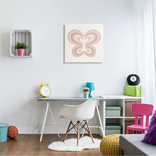 Stupell Industries Kids' Pink Butterfly Illustration Striped Rainbow Wings Canvas Wall Art, 24 x 24, Off- White2