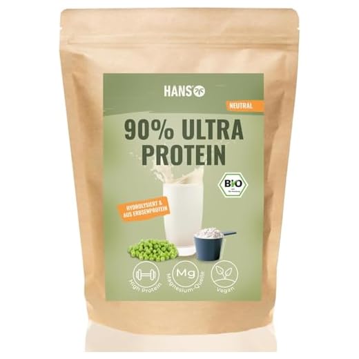 HANS Brainfood 90% Bio ULTRA fermentiertes Erbsenprotein Pulver cremig 1kg neutral - Veganes Proteinpulver cremig Mit Optimalem Aminosäurenprofil & Gut löslich - Bio Protein Pulver (1000g)