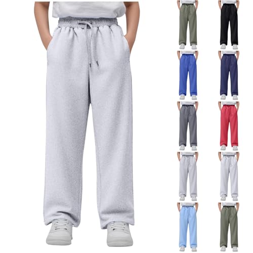 Kids Straight Leg Joggers Sweatpants Elastic Waist Casual Cotton Athletic Pants with Pockets for Girls Boys 5-16 Years2