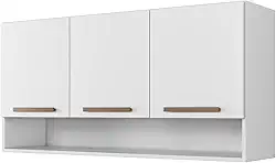 Armário Aéreo Suspenso Multiuso de Parede 3 Portas Plus (Branco)
