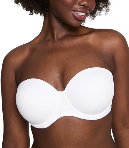 Victoria's Secret Pink Wear Everywhere Strapless Push Up Bra, Padded, Adjustable Straps, Optic White, (38B)