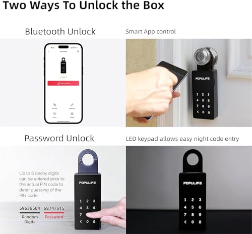 Populife WiFi Key Safe with Gateway, Wireless Key Box Outdoor, Electronic Lock Box Wall Mounted & Door Handle, IP66 Waterproof Sturdy Alloy LockBox for Home, Office, Airbnb & Property Rentals - Image 3
