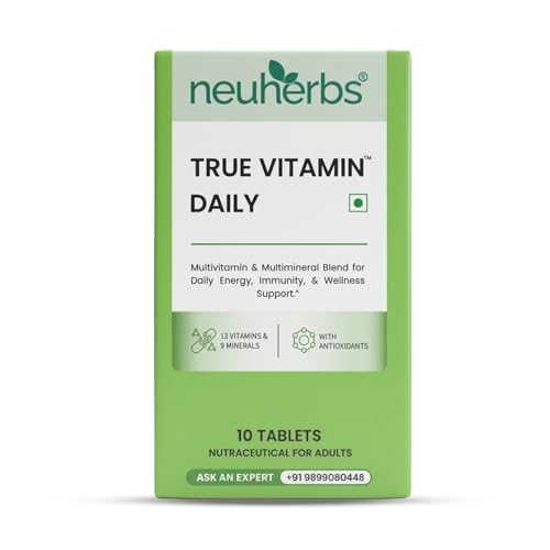 Image of Neuherbs Daily Multivitamin 10 Tablets | True Vitamin for Men & Women with Vitamin C, B12, D, Magnesium, Iron & Zinc | Supports Energy, Stamina & Immunity