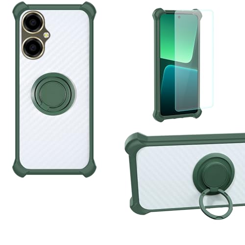 jioeuinly Case Compatible for Mobicel VX21 Phone Case Cover [with 1* Tempered Glass Screen Protector] PC + Silicone [360 Metal Ring, Magnetic Car Mount] CSKB-LV