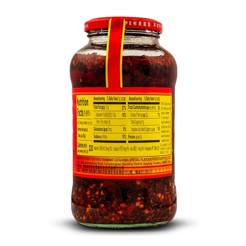 Lao Gan Ma Spicy Chili Crisp Hot Sauce – Authentic Chinese Chili Oil with Crunchy Onion & Fermented Soybean, Family/Restaurant Size 23.63 Oz (670g)